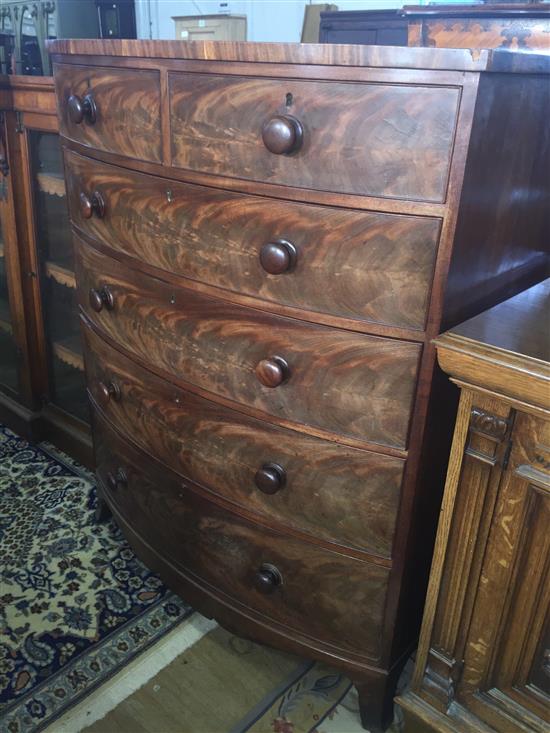 Late Regency mahogany bow front chest